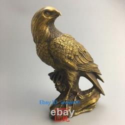 Exquisite Chinese brass OLD Hand-carved Eagle sculpture statue