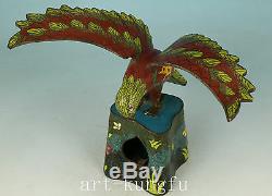 Exquisite Rare Chinese Cloisonne Collection Hand Carved Eagle Statue decoration