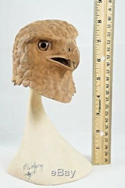 Exquisite Realistic Screaming Eagle Head and Stand Hand Carved TP Wolfgang
