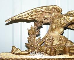 Exquisite Regency Circa 1810-1820 Gilded Gesso Mirror Hand Carved Large Eagle