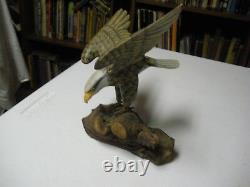 Extraordinary Signed Hand carved & hand paited Eagle On A Wood Stand