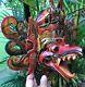 Face Garuda Eagle Hindu Wood Hand Carved Paint Barong Hang Dragon Bali Mask Bird