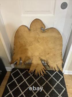 Federal Eagle Unique Hand carved And Inlaid Wood Wall Hanging Large 36 H