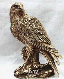 Ferocious Chinese Tibetan silver Arabia Hawk Eagle Bird Figures Statue