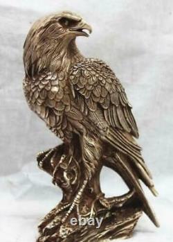 Ferocious Chinese Tibetan silver Arabia Hawk Eagle Bird Figures Statue