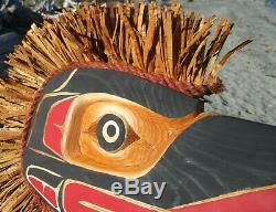 First Nations Northwest Coast native cedar hand carved Eagle wall art, LARGE