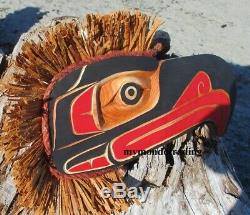 First Nations Northwest Coast native cedar hand carved Eagle wall art, LARGE