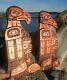 First Nations Pacific Northwest Native Art Hand Carved Raven And Eagle, Signed