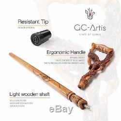 Fishing American Eagle Wood Carved Hand Crafted Walking Stick Cane gift for men