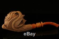 Flames in Eagle's Claw Hand Carved Block Meerschaum Pipe in CASE 9494