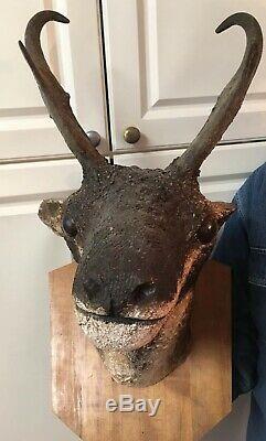 Folkart Antelope Mount-hand Carved By Grey Eagle