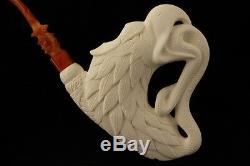Giant Eagle Hand Carved Meerschaum Pipe by I. BAGLAN in fitted case 6620