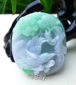 Gorgeous CertifiedGrade AIcy Green Jadeite Jade Hand-carved Eagle Pendant