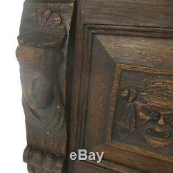 Gorgeous Vintage Hand Carved Wood Coat Kitchen hat Rack Gothic Eagles Figures