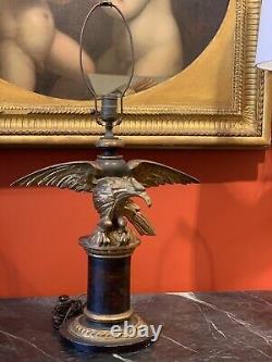 Grand Tour Style Hand Carved Parcel Gilt Table Lamp With Gilded Eagle