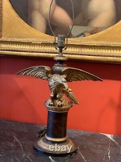 Grand Tour Style Hand Carved Parcel Gilt Table Lamp With Gilded Eagle