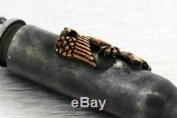 Hand Carved. 925 Silver Eagle Bullet Pendant Mens Black 24 Chain Oxidized Set