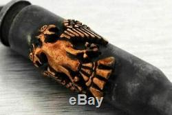 Hand Carved. 925 Silver Eagle Bullet Pendant Mens Black 24 Chain Oxidized Set