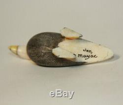 Hand Carved Alaskan Walrus Ivory Eagle Carving Eskimo Artist Signed Joe Mayac