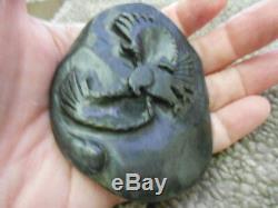 Hand Carved BALD EAGLE on BIG SUR, California Nephrite JADE from Plaskett Creek