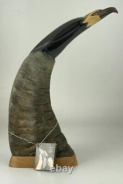 Hand Carved Buffalo Horn Canadian Native American Western Decor Eagle Head BB501