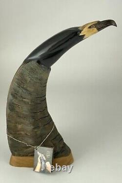 Hand Carved Buffalo Horn Canadian Native American Western Decor Eagle Head BB501