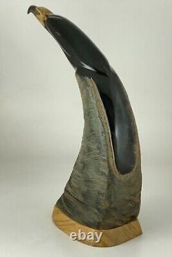 Hand Carved Buffalo Horn Canadian Native American Western Decor Eagle Head BB501