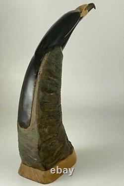 Hand Carved Buffalo Horn Canadian Native American Western Decor Eagle Head BB501