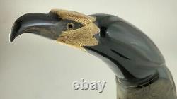 Hand Carved Buffalo Horn Canadian Native American Western Decor Eagle Head BB501