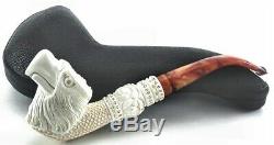 Hand Carved Eagle Beak with Carved Knurl Stem Meerschaum Pipe