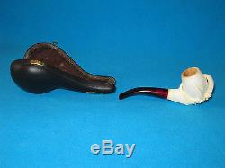 Hand Carved Eagle Claw And Egg Meerschaum Pipe And Case From Turkey