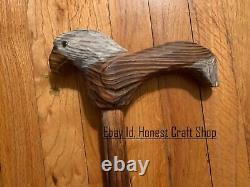 Hand Carved Eagle Head Handle Wooden Walking Cane Handmade Walking Stick Bird