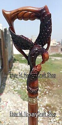Hand Carved Eagle Head Handle Wooden Walking Cane Handmade Walking Stick Gift2