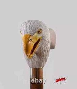 Hand Carved Eagle Head Handle Wooden Walking Stick Bird Walking Handmade Cane1