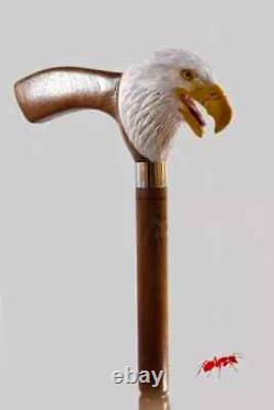 Hand Carved Eagle Head Handle Wooden Walking Stick Bird Walking Handmade Cane1