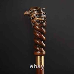 Hand Carved Eagle Head Handle Wooden Walking Stick Walking Cane Handmade Xmas