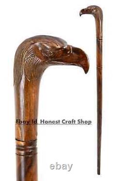 Hand Carved Eagle Head Wooden Walking Stick Walking Cane For Men Women Best Gift