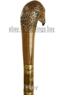 Hand Carved Eagle Hiking Wooden Walking Stick Cane Bird Xmas Style Best Gift