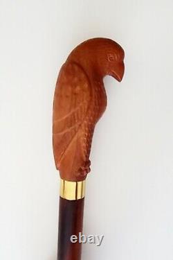 Hand Carved Eagle Wooden Walking Cane Handmade Walking Stick Cane Bird X Mass GF
