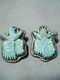 Hand Carved Eagles Vintage Navajo Royston Turquoise Sterling Silver Earrings