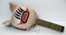 Hand Carved First Nation Style Ceremonial Eagle Rattle Possibly Haida Style