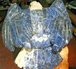 Hand Carved Genuine Gemstones Eagle Figurine Bird Statue Stone Base 7 Must See