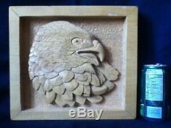 Hand Carved Hanging Americana Folk Art Bald Eagle Signed Ray Caunter 1999