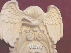 Hand Carved Hardwood Applique/Onlay Eagle Crest Emblem