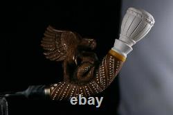 Hand Carved Horn & Eagle Figure Meerschaum Pipe, Block Meerschaum, Unsmoked Pipe