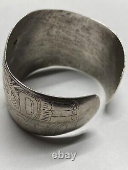 Hand Carved Killer Whale Haida & Eagle Bracelet Cuff Silver Pacific Northwest