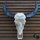 Hand Carved Longhorn Buffalo Skull Head, Eagle Vs Dragon, Animal Skull Head