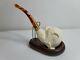 Hand Carved Meerschaum Pipe Of Eagle Claw Holding A Dinosaur Egg With Box