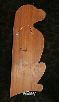 Hand Carved NW Coast Wood Eagle Plaque s. D. Price 14 x 5w