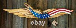 Hand Carved Patriotic Eagle with streamer (Bellamy Style) #1400 29x7